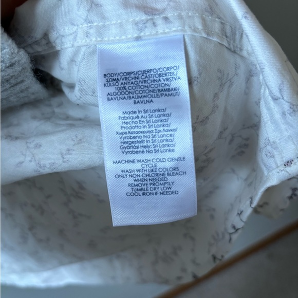 Chaps Small Floral Button Up White and Purple - Picture 3 of 4